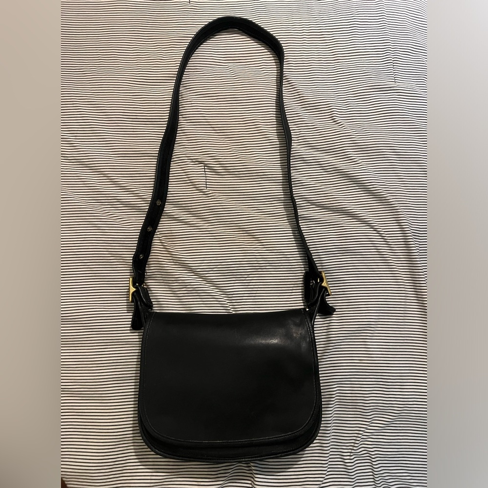 Vintage Coach Patricia Bag, Black glove tanned leather, brass hardware